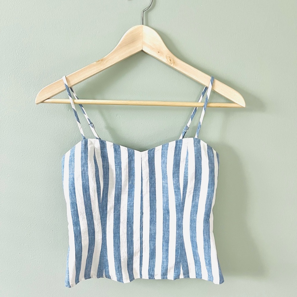 Reformation linen blue and white stripe tank top 0